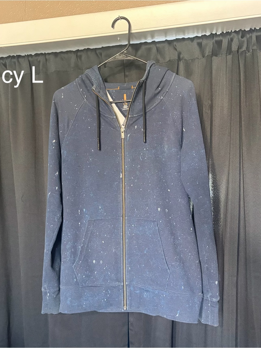 Lucy Navy Zip-Up Hoodie with Speckled Detail
